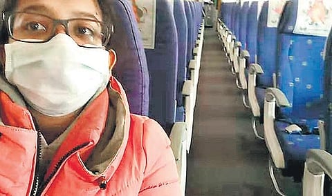 A Chennai girl studying for MBBS in China on Thursday was a lone passenger on Tianjin-Singapore flight to get back home.