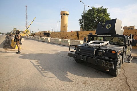 Iraqi counter-terrorism forces stand guard in front of the US embassy in the capital Baghdad (Photo| AFP)