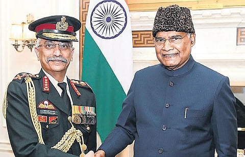 General M M Naravane calls on President Ram Nath Kovind in New Delhi | Pti