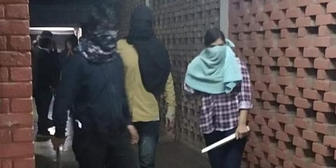 Masked attackers at the JNU campus. (Photo | Twitter)