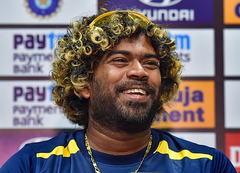 Sri Lankan skipper Lasith Malinga interacts with the media at the end of their training session ahead of 1st T20 cricket match against India at Barsapara Cricket Stadium in Guwahati Saturday Jan. 4 2020. (Photo | PTI)