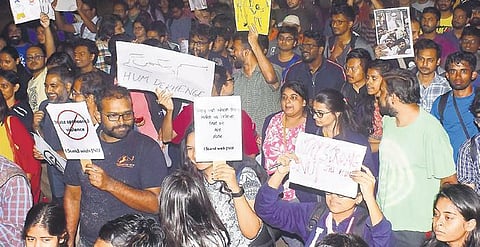 Students of IISc protest against the violence at JNU, in Bengaluru | Pandarinath b