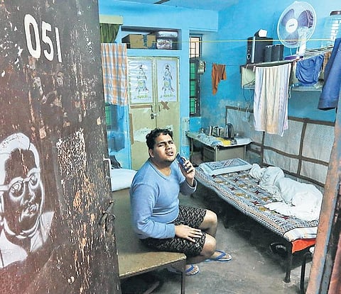 Surya Prakash, a visually-impaired student, who was attacked by masked intruders inside his room on Sunday | Shekhar Yadav
