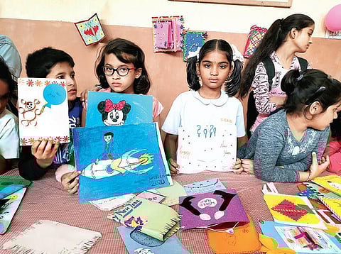 The students said they had loads of fun making the greeting cards by themselves, but with a little help from their siblings.
