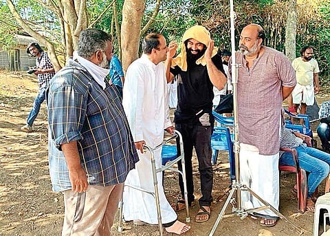 Actor-director Jude Antony at the shooting location in the Chithira paddy polder of R Block in Kuttanad | Express