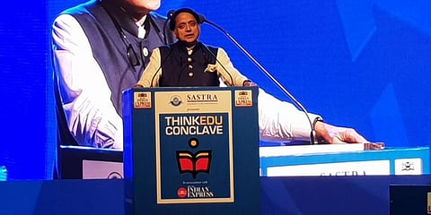 Congress MP Shashi Tharoor during the ThinkEdu conclave in Chennai on Wednesday. (Photo | P Jawahar, EPS)