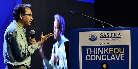 Sonam Wangchuk, education reformist and innovator, speaking on the topic 'Alternative Learning in India: Big ideas in small places' at the ThinkEdu conclave 2020 hosted by The New Indian Express, on Wednesday. (Photo | P Jawahar, EPS)