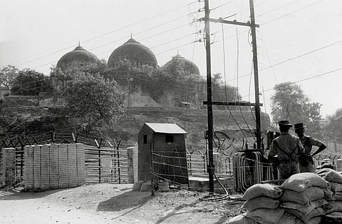In this file photo dated Nov. 1990 is seen Babri mosque in Ayodhya. (Photo | PTI)