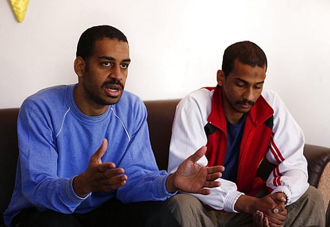 Alexanda Amon Kotey, left, and El Shafee Elsheikh, who were allegedly among 4 British jihadis who made up a brutal Islamic State cell dubbed 'The Beatles,' speak during an interview (File photo | AP)