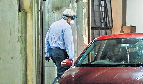 M Sivasankar coming out of Office of the Commissioner of Customs (Preventive) after questioning on Saturday | Arun Angela