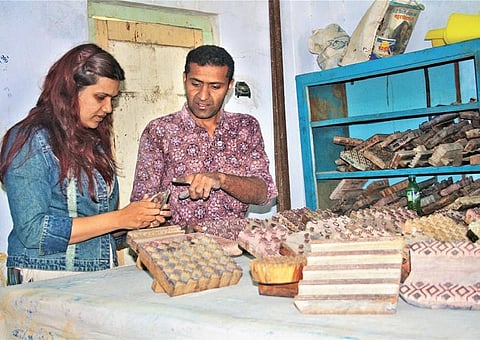 Indindigenous block prints on display