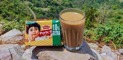 A photo of ParleG biscuits served with tea, posted by a Twitter fan. (Photo | Twitter, @IMSnehaNaskar)
