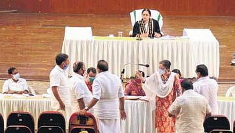 Mayor Soumini Jain chairing a council meet on Monday | A Sanesh
