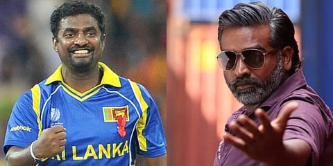 Sri Lankan spinner Muttiah Muralitharan (L) and actor Vijay Sethupathi (R)