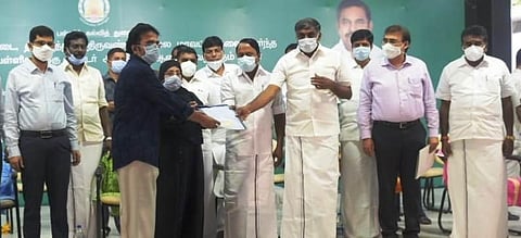 TN School Education Minister KA Sengottaiyan giving away recognition and renewal certificates for matriculation schools at an event held in Vellore