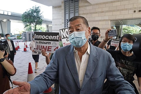 Jimmy Lai arrives at a court in Hong Kong (Photo | AP)