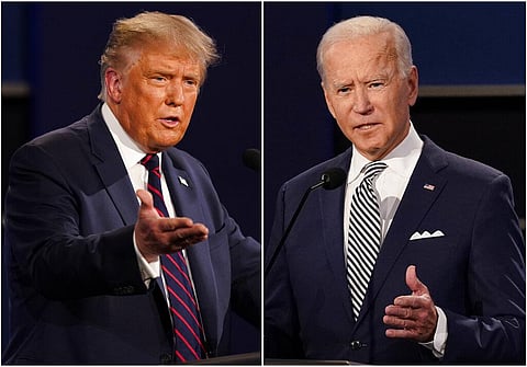 US President Donald Trump (left) and Democratic Party opponent Joe Biden (right) (Photos | AP)