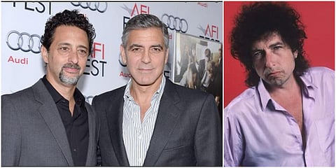 (From left) Grant Heslov, George Clooney and music legend Bob Dylan. (Photo| IMDb)