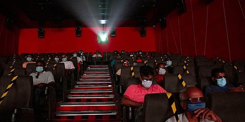 People watch a 3D movie at Shanmugha theatre in Puducherry. (Photo | G Pattabi Raman, EPS)
