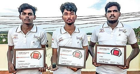 BSc Physics students M Adnaan and V Arun joined hands with their friend and engineering student M Kesavan to come up with the micro satellite