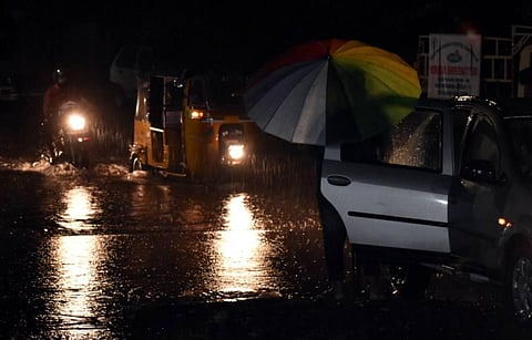 Low-lying areas of the Old City, Begumpet, Banjara Hills, Malakpet, and Moosapet were waterlogged. (Photo | S Senbagapandiyan/EPS)
