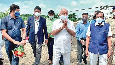 Chief Minister B S Yediyurappa arrives in Shikaripura on Sunday. He assured people that the PM will provide relief