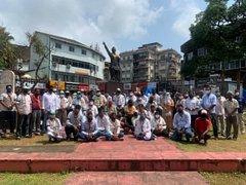 Congress Goa unit chief Girish Chodankar, Leader of Opposition in the Assembly Digambar Kamat were among the leaders who took part in the silent protest held in Lohia Maidan in Margao (Photo | Twitte)