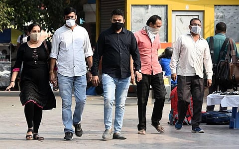 People not maintaining social distancing in New Delhi on Monday. (Photo | Parveen Negi/EPS)