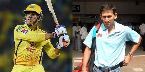 CSK skipper MS Dhoni (L) and former India cricketer Ajit Agarkar (Photo | PTI)