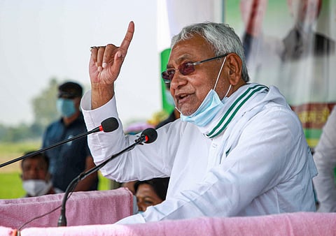 Bihar Chief Minister Nitish Kumar during a joint rally in Bihar. (Photo | PTI)