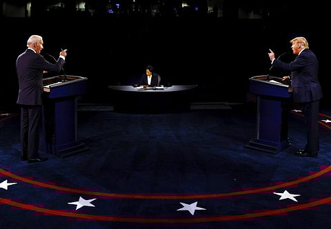 President Donald Trump and Democratic presidential candidate former Vice President Joe Biden talks at the same time during the final presidential debate at Belmont University | AP