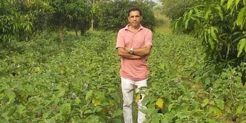 Sandeep in his agricultural land. (Photo| EPS)