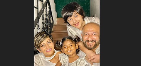 Actress Mandira Bedi with her family. (Photo | Mandira Bedi, Instagram)