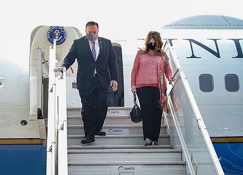 US Secretary of State Mike Pompeo arrives for the third edition of the 2+2 ministerial dialogue in New Delhi. (Photo | PTI)