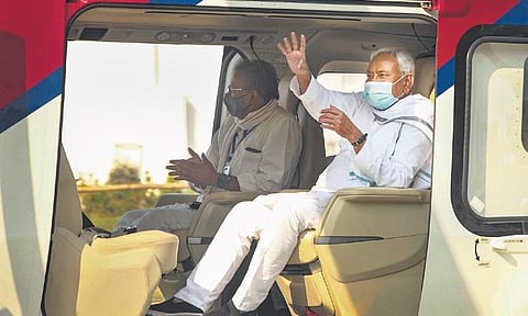 Bihar CM Nitish Kumar at a poll rally at Tekari in Gaya district in this file photo. | PTI