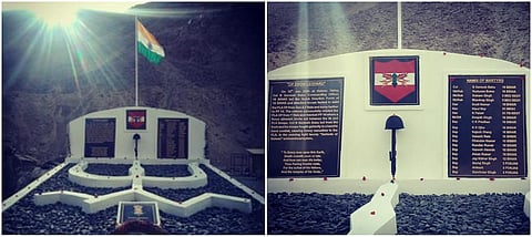 Memorial in Ladakh for fallen soldiers. (Photo| ANI)