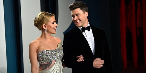 Scarlett Johansson (L) and Colin Jost (Photo| AP)