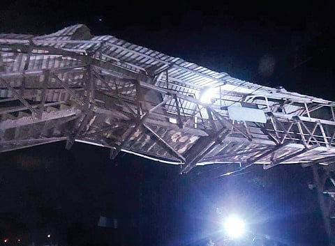 The foot over bridge at Soro railway station that collapsed on Monday I Express