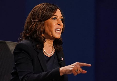 Democratic vice presidential candidate Sen. Kamala Harris, D-Calif., speaks during the vice presidential debate Wednesday, at University of Utah in Salt Lake City. (Photo | AP)