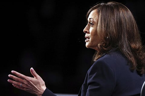 Democratic vice presidential candidate Sen. Kamala Harris, D-Calif., speaks during the vice presidential debate Wednesday, at University of Utah in Salt Lake City. (Photo | AP)