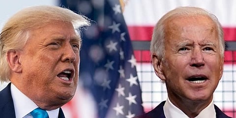 US President Donald Trump (L) and Democratic nominee Joe Biden (Photo | AP)