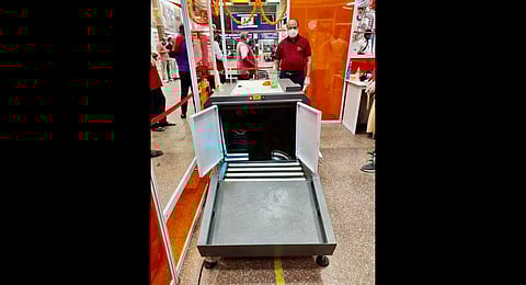 The luggage of passengers arriving to board trains is sanitized for a nominal fee of Rs 10 by UV light sanitizer machines.