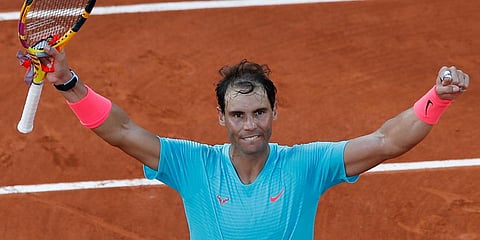 Spain's Rafael Nadal celebrates winning the semifinal match of the French Open tennis tournament against Argentina's Diego Schwartzman. (Photo| AP)