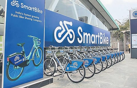 A file picture of SmartBike cycles parked outside Anna Nagar Metro Station in Chennai | Express
