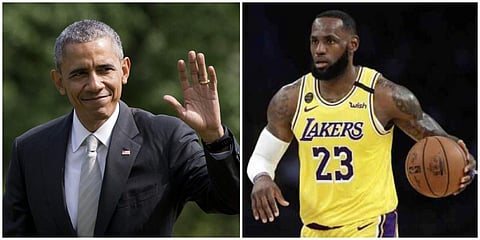 Former US president Barack Obama (L) and NBA star LeBron James (Photos | AP)