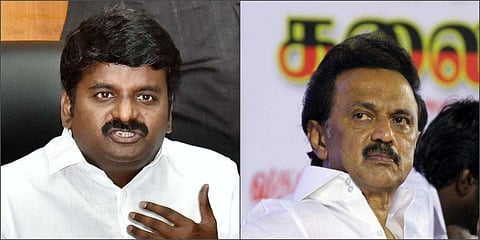 Tamil Nadu Health Minister C Vijaya Baskar (L) and DMK chief MK Stalin. (File photo| EPS)