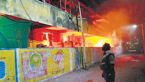 Fire personnel rushed to the spot to put out the blaze. (Photo | EPS)