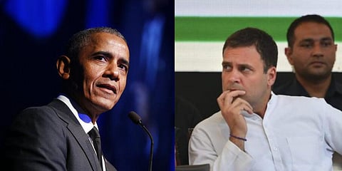 Former US president Barack Obama (L) and Congress leader Rahul Gandhi (R) (Photos | AP, PTI)