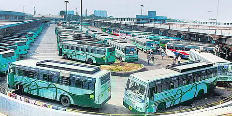 SETC buses at Koyambedu bus stand.( Photo | EPS )