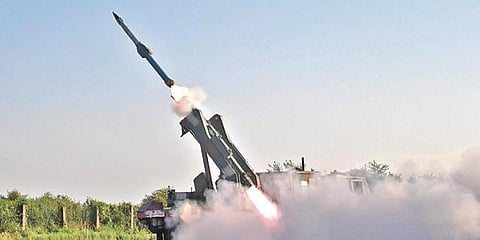 QRSAM being test fired from ITR off Odisha coast on Friday.